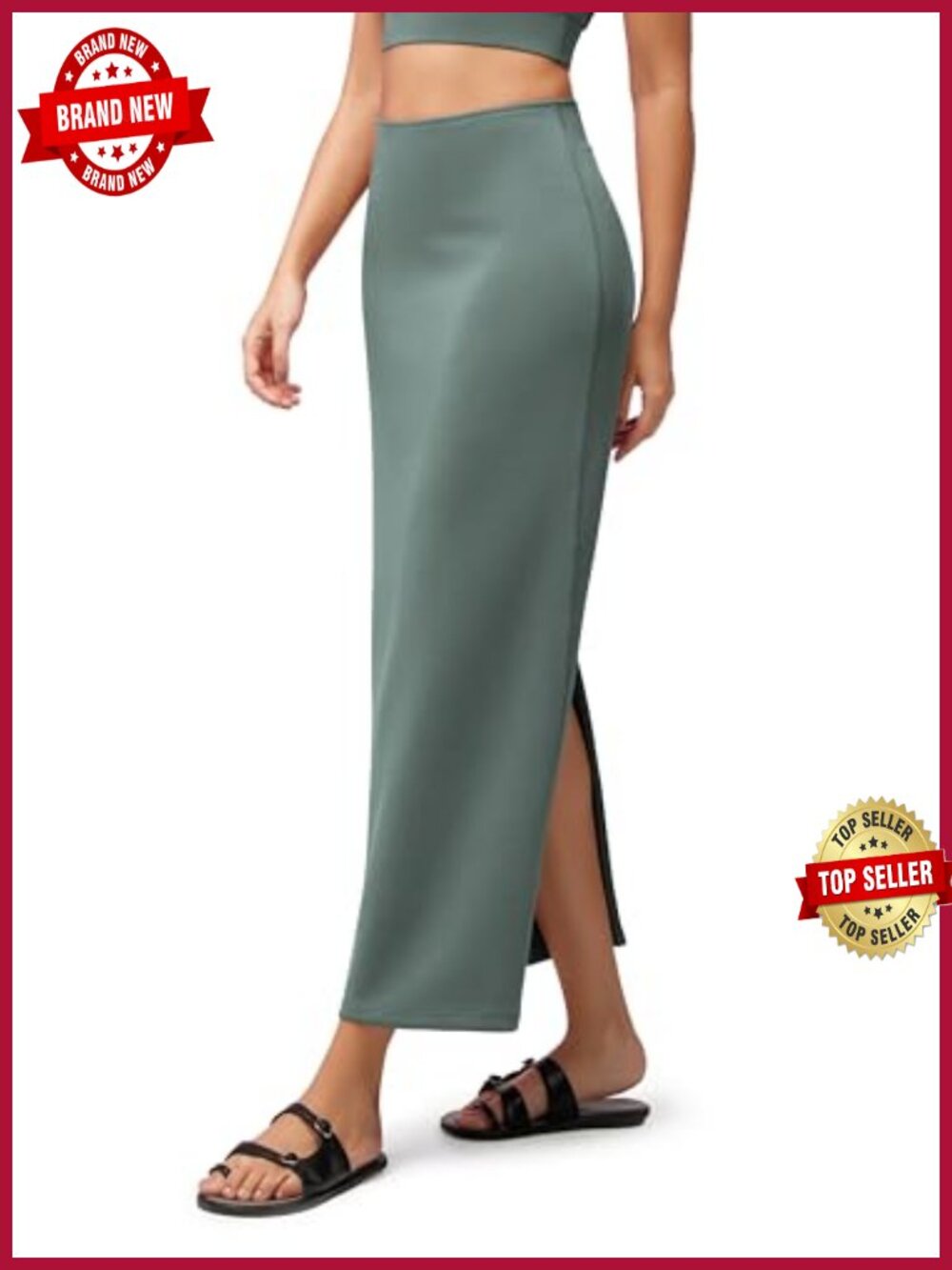 Modal Soft High Waist Maxi Skirt with Back Slit, Wear to Work